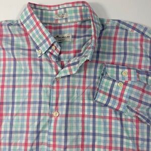 Peter Millar Crown Ease Checkered Buttondown Men's XL Shirt 100% Cotton